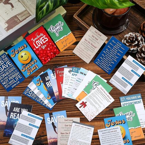 Motiskyy 240 Pcs Gospel Tract Card 12 Styles Plan of Salvation Card Pocket Holy Postcard Christian Inspirational Bible Verse Bookmark for Christian Gift Women Men Ministering Tool(Classic) in Kuwait