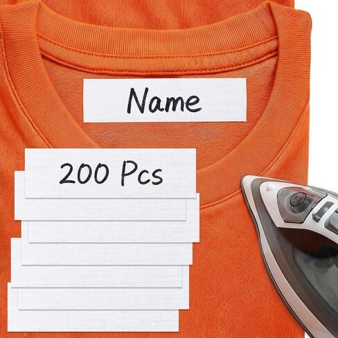 200 PCS Iron on Name Tags for Clothing, Clothing Labels for Nursing Home, Writable Fabric Labels with 2 Pcs Permanent Marker Personalized Name Labels for Daycare Camp School Uniforms in Saudi Arabia