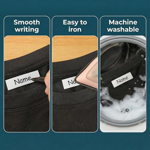 200 PCS Iron on Name Tags for Clothing, Clothing Labels for Nursing Home, Writable Fabric Labels with 2 Pcs Permanent Marker Personalized Name Labels for Daycare Camp School Uniforms in Saudi Arabia
