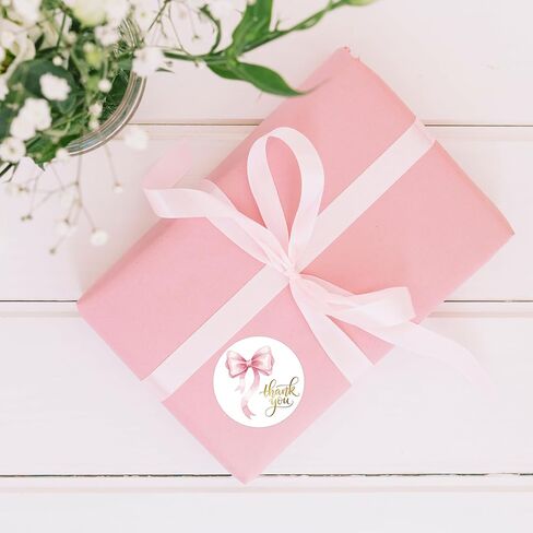 Pink Thank You Stickers,1.5 Inch Gold Foil Text Bow Stickers, Self Adhesive Thank You Labels for Small Business Gift Packaging Party Favor,500pcs (Pink) in Saudi Arabia
