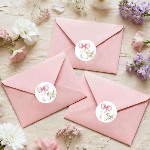 Pink Thank You Stickers,1.5 Inch Gold Foil Text Bow Stickers, Self Adhesive Thank You Labels for Small Business Gift Packaging Party Favor,500pcs (Pink) in Saudi Arabia