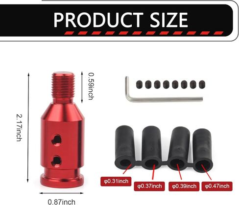 M12x1.25 Shift Knob Adapter, Aluminum Red Car Shifter Knob Adapter for Fixed Base, Non-Threaded Manual Transmission Car Shift Limiter for Replacement Cars Knobs Head Accessories in Saudi Arabia