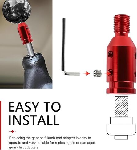 M12x1.25 Shift Knob Adapter, Aluminum Red Car Shifter Knob Adapter for Fixed Base, Non-Threaded Manual Transmission Car Shift Limiter for Replacement Cars Knobs Head Accessories in Saudi Arabia