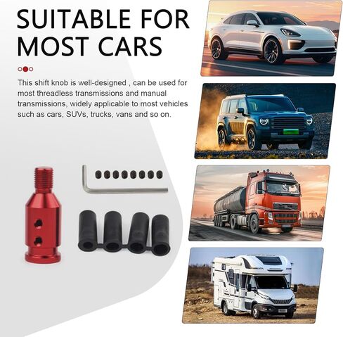 M12x1.25 Shift Knob Adapter, Aluminum Red Car Shifter Knob Adapter for Fixed Base, Non-Threaded Manual Transmission Car Shift Limiter for Replacement Cars Knobs Head Accessories in Saudi Arabia