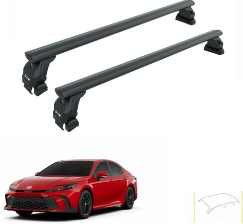 Roof Rack Cross Bars for Toyota Camry (2006–Up) – Fits Bare/Normal Roof 330 lbs Capacity Aluminum Aero Bars with T-Channel Lockable No-Drill Heavy-Duty (Black, XV80 (2023–Up)) in Kuwait