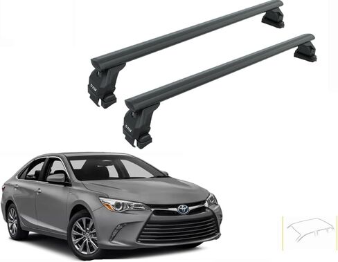 Roof Rack Cross Bars for Toyota Camry (2006–Up) – Fits Bare/Normal Roof 330 lbs Capacity Aluminum Aero Bars with T-Channel Lockable No-Drill Heavy-Duty (Black, XV80 (2023–Up)) in Kuwait