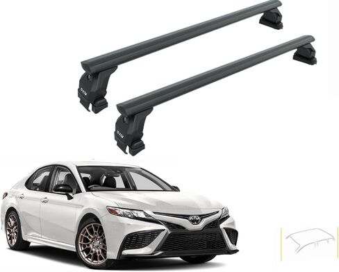 Roof Rack Cross Bars for Toyota Camry (2006–Up) – Fits Bare/Normal Roof 330 lbs Capacity Aluminum Aero Bars with T-Channel Lockable No-Drill Heavy-Duty (Black, XV80 (2023–Up)) in Kuwait