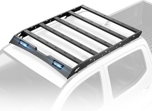 for F150 & Raptor SuperCrew Roof Rack Cargo Basket with 2 LED Spotlights Compatible with 2009-2014 Ford F-150 & Raptor Super Crew Cab, Rooftop Truck Cargo Carrier Top Luggage Storage Holder in Saudi Arabia