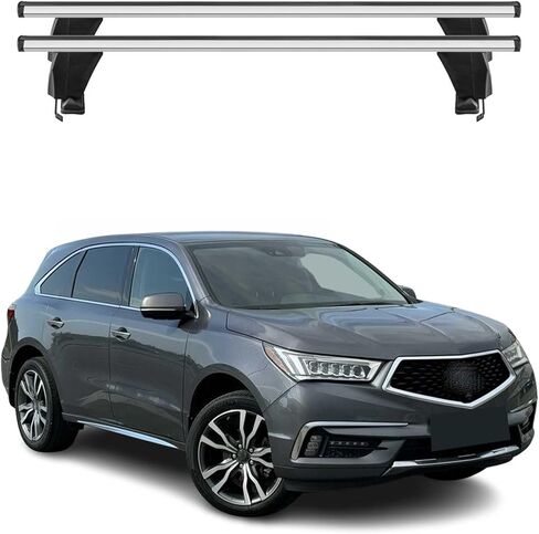 OMAC سقف الرف القضبان المتقاطعة لـ Acura MDX 2014-2020 قابل للقفل 110 رطل من الألومنيوم الفضي 2 قطعة يناسب حاملات البضائع كاياك كانو دراجة على الجليد in Kuwait