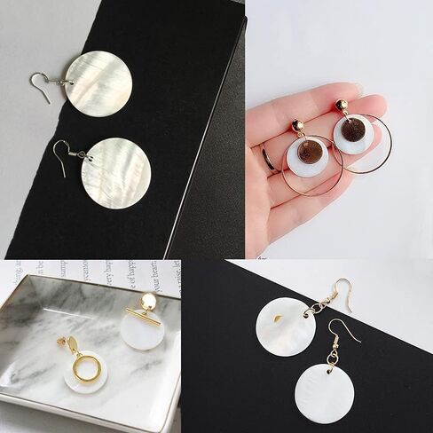 Shell Beads, DyAi 100pcs 15mm Flat Round Mother of Pearl Coin Beads Charms for Jewelry Making (White) in Saudi Arabia