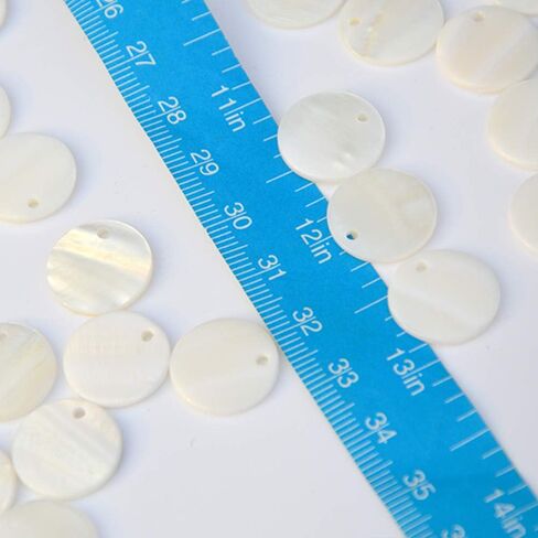 Shell Beads, DyAi 100pcs 15mm Flat Round Mother of Pearl Coin Beads Charms for Jewelry Making (White) in Saudi Arabia