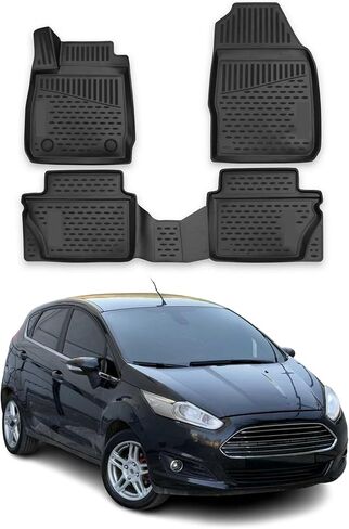 OMAC Floor Mats for Ford Fiesta 2011-2019 Car Mats All Weather 3D Custom Fit Rubber Mat Waterproof Odorless TPE Floor Liners Laser Measured Non-Slip (Black) in Kuwait