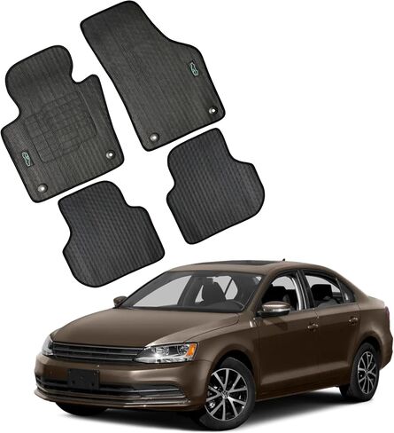 ecoMats All Weather Floor Mats Custom Fit for 2011 to 2018 Volkswagen Jetta, Front and Rear Set, Driver and Passenger with Safety Locks, Odorless in Saudi Arabia