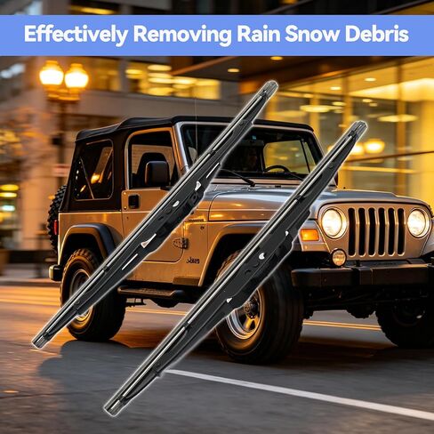 Front Windshield Wiper Blades Compatible with Jeep Wrangler YJ 1987-2006, Replace 83505425 19712.01, 1 Pair Wiper Blade Set in Saudi Arabia