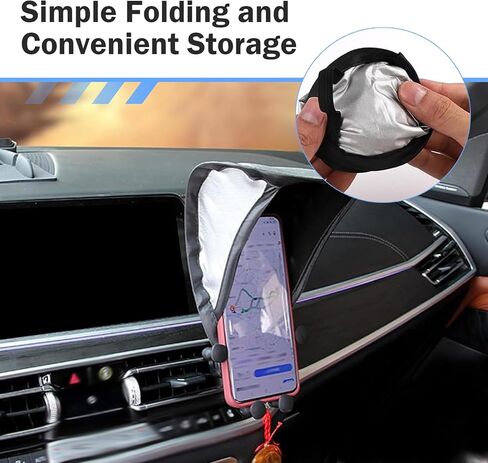Car Phone Sunshade Cover, Glare Blocking & Heat Insulation Shield, Vertical Folding Umbrella for Dashboard Phone Holder, Portable Protection Cover for Most Cars (Black) in Saudi Arabia
