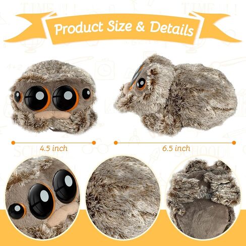 Cute Spider Toys 7 Inch, Big-Eyed Jumping luccas Spider Plushie with Short Legs, Soft Friendly Spider Toy, Cartoon-Style Spidey Stuffed Animal Look in Kuwait