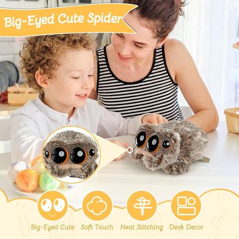 Cute Spider Toys 7 Inch, Big-Eyed Jumping luccas Spider Plushie with Short Legs, Soft Friendly Spider Toy, Cartoon-Style Spidey Stuffed Animal Look in Kuwait