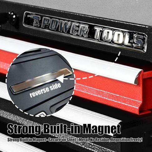 12 Pack Magnetic Toolbox Labels,3D Metal Tool Chest Organizer Tags,Heavy Duty Embossed Labels for Mechanic Tool Box,Waterproof & Reusable Identification Badges for Wrenches,Sockets,Pliers (Black) in Saudi Arabia
