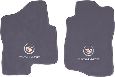 سجادات أرضية سجاد أمامية ملائمة حسب الطلب مكونة من قطعتين متوافقة مع طراز قاعدة كاديلاك إسكاليد 2007-2014 مع نص "كاديلاك" فضي وشعار وشعار على كلتا السجادتين - أسمر ضارب للصفرة in Kuwait