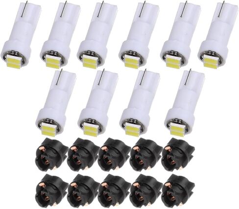 cciyu 10 Pack 2-2835-SMD T5 Instrument Cluster Indicator Led Bulbs White Light w/Twist Lock Replacement fit for 1997-2012 Honda CR-V in Kuwait