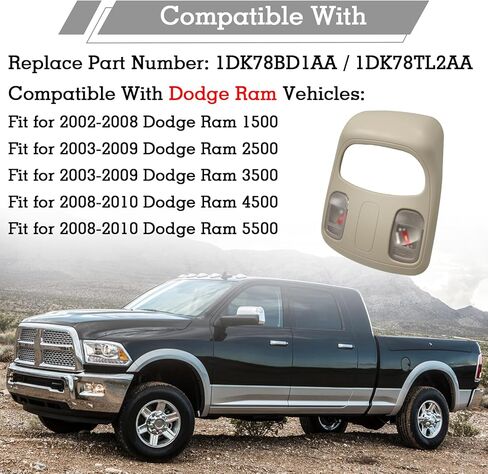 1DK78BD1AA Overhead Console Lamp Light Assembly, Upgraded LED Reading Light, Fit for Dodge Ram 1500 2500 3500 4500 5500, Replace 1DK78TL2AA in Saudi Arabia