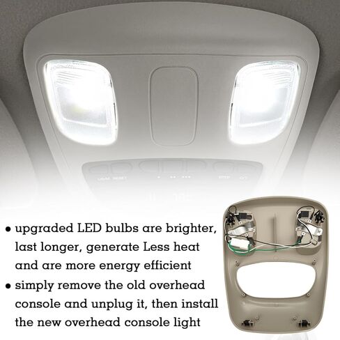 1DK78BD1AA Overhead Console Lamp Light Assembly, Upgraded LED Reading Light, Fit for Dodge Ram 1500 2500 3500 4500 5500, Replace 1DK78TL2AA in Saudi Arabia