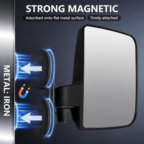 Magnetic Tractor Mirrors Compatible with Kubota B BX Mahindra John Deere Toyota, 120 Lbs Magnet Side Mirrors for Forklifts, Lawn Movers, Golf Cart, Small Dozers, Lift Trucks (Black Backing Plate) in Saudi Arabia