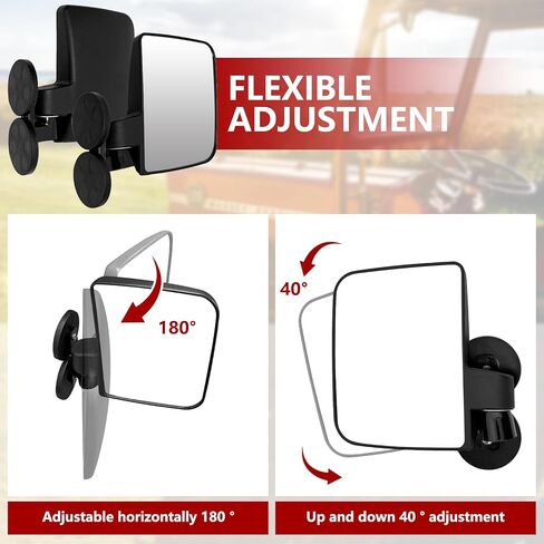 Magnetic Tractor Mirrors Compatible with Kubota B BX Mahindra John Deere Toyota, 120 Lbs Magnet Side Mirrors for Forklifts, Lawn Movers, Golf Cart, Small Dozers, Lift Trucks (Black Backing Plate) in Saudi Arabia