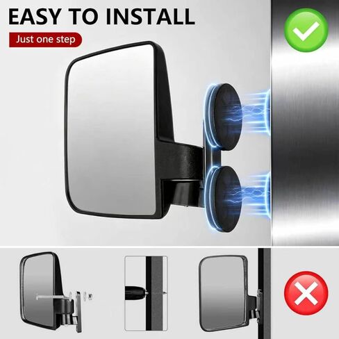 Magnetic Tractor Mirrors Compatible with Kubota B BX Mahindra John Deere Toyota, 120 Lbs Magnet Side Mirrors for Forklifts, Lawn Movers, Golf Cart, Small Dozers, Lift Trucks (Black Backing Plate) in Saudi Arabia