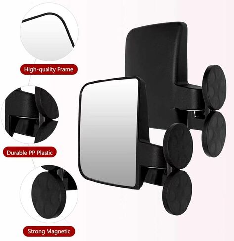 Magnetic Tractor Mirrors Compatible with Kubota B BX Mahindra John Deere Toyota, 120 Lbs Magnet Side Mirrors for Forklifts, Lawn Movers, Golf Cart, Small Dozers, Lift Trucks (Black Backing Plate) in Saudi Arabia