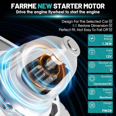 19185N Starter Motor Fit for Chrysler 300 for Dodge Challenger Charger Durango 11-16, Grand Cherokee, Ram 1500 3.6L Automotive Replacement Starters#04801852AB DRS0861 428000-7210 Engine Starter in Kuwait