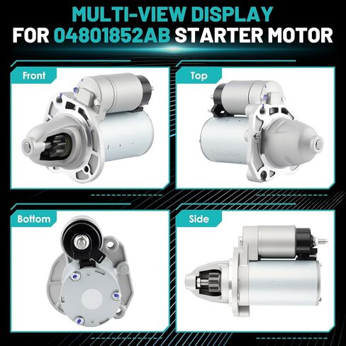 19185N Starter Motor Fit for Chrysler 300 for Dodge Challenger Charger Durango 11-16, Grand Cherokee, Ram 1500 3.6L Automotive Replacement Starters#04801852AB DRS0861 428000-7210 Engine Starter in Kuwait