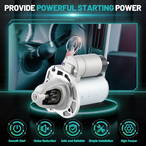 19185N Starter Motor Fit for Chrysler 300 for Dodge Challenger Charger Durango 11-16, Grand Cherokee, Ram 1500 3.6L Automotive Replacement Starters#04801852AB DRS0861 428000-7210 Engine Starter in Kuwait