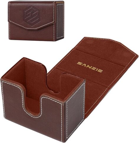 SANZIE Leather Card Deck Box for Trading Cards MTG Commander Deck Box Magnetic fits MTG Yugioh PTCG TCG and Trading Cards (Black) in Saudi Arabia