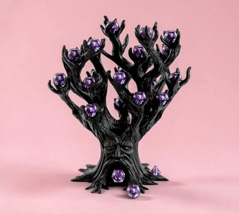 Dice Tower Tree DND Dice Roller – Gothic Dice Holder & Storage, RPG Dice Organizer, Dungeon Master Tabletop Gaming Accessory, Fantasy Tree Dice Tower for D20 Sets (Obsidian Black) in Saudi Arabia