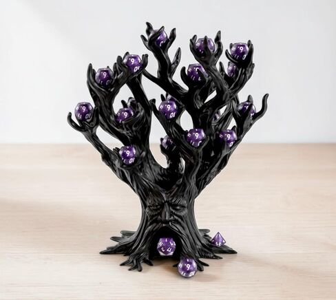 Dice Tower Tree DND Dice Roller – Gothic Dice Holder & Storage, RPG Dice Organizer, Dungeon Master Tabletop Gaming Accessory, Fantasy Tree Dice Tower for D20 Sets (Obsidian Black) in Saudi Arabia