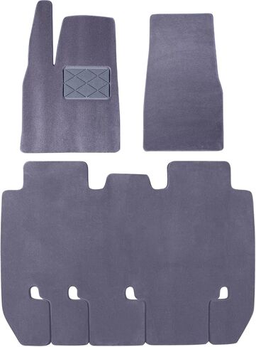 Australian Wool Floor Mats for Tesla Model X 6-Seat 2021-2026, 3-Layer All-Weather, TPE Waterproof Core, 780g Noise-Reduction Felt Backing, 16mm Thick Custom Fit OEM Style 3-Piece Liners, Black in Kuwait
