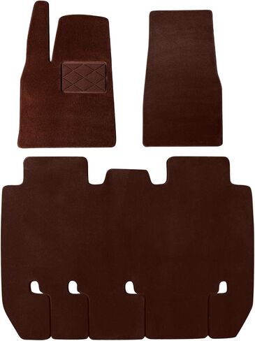 Australian Wool Floor Mats for Tesla Model X 6-Seat 2021-2026, 3-Layer All-Weather, TPE Waterproof Core, 780g Noise-Reduction Felt Backing, 16mm Thick Custom Fit OEM Style 3-Piece Liners, Black in Kuwait