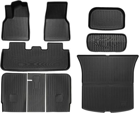 Floor Mats Compatible with 2025-2026 Tesla Model Y Juniper, 7 Sets All Weather Thicken TPE Floor Mats Waterproof Anti-Slip Frunk & Rear Trunk Mats Cargo Liners, Custom Fit Heavy Duty Car Mats in Saudi Arabia