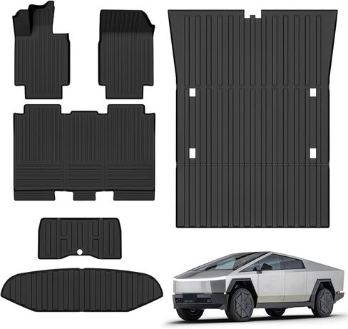 Truck Bed Mat for 2023‑2026 Tesla Cybertruck Frunk Mat Trunk Mat Accessories, All‑Weather TPE Material Anti‑Slip & Wear‑Resistant Odorless Frunk Rear Trunk Car Liners, Black in Saudi Arabia