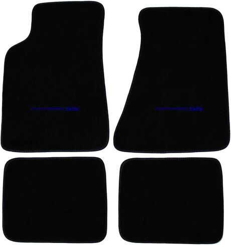 Custom Fit 4pc Carpet Floor Mats Compatible with 1982-2002 Chevrolet Camaro with Red Camaro Logo on Front Mats - Black in Saudi Arabia