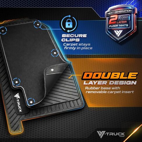 4-Piece All-Weather Floor Mats for Peterbilt 579 & 567 – Custom Fit Double-Layer Rubber & Carpet Floor Mat Set, Heavy-Duty Non-Slip Interior Protection, Easy Clean in Saudi Arabia