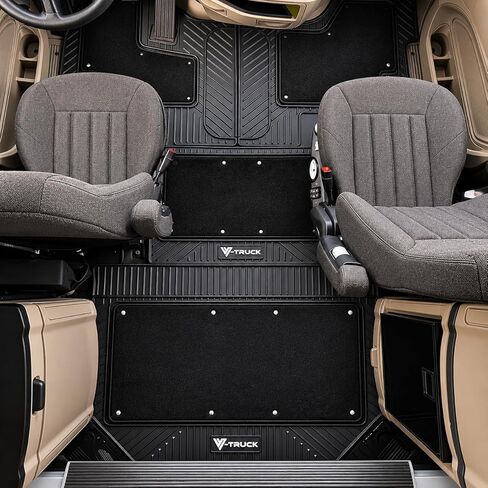4-Piece All-Weather Floor Mats for Peterbilt 579 & 567 – Custom Fit Double-Layer Rubber & Carpet Floor Mat Set, Heavy-Duty Non-Slip Interior Protection, Easy Clean in Saudi Arabia
