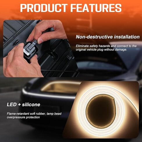 8FT Frunk LED Light Strip for Model Y Juniper 2025+ and Model Y 2021-2024, Front Trunk Flexible Silicone Interior Lighting Bar, Modification LED Strip Ambient Lights in Saudi Arabia