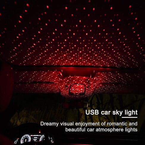 jeseny Pack-1 USB Star Projector Night Light, Car Ceiling Interior Roof Lights, Portable Adjustable Romantic Decorative Lights for Bedroom, Car, Party, Wall, Ceiling (Red) in Saudi Arabia
