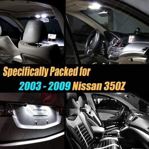 8Pc Super White 6000k Car Interior LED Light Bulb Kit Pack Compatible for 2003-2009 Nissan 350Z in Saudi Arabia