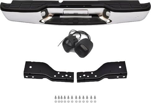 Rear Step Bumper Assembly for 1998-2004 Chevy S10 & GMC Sonoma Chrome Back Bumper Replacement for GM1101102,with Pads Brackets and License Plate Lights in Kuwait