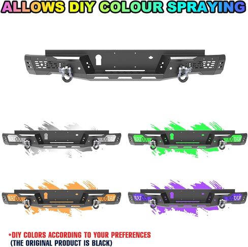Rear Bumper for 2024 2025 2026 Ford Ranger Heavy Duty Offroad Bumper with Retains OEM Factory Parking Sensors/Retains OEM License Plate Mounts & Lights/Mounting Hole for Spare Wheel Lock (Style A) in Kuwait