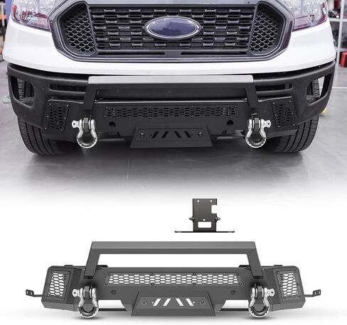 Rear Bumper for 2024 2025 2026 Ford Ranger Heavy Duty Offroad Bumper with Retains OEM Factory Parking Sensors/Retains OEM License Plate Mounts & Lights/Mounting Hole for Spare Wheel Lock (Style A) in Kuwait