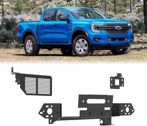 Rear Bumper for 2024 2025 2026 Ford Ranger Heavy Duty Offroad Bumper with Retains OEM Factory Parking Sensors/Retains OEM License Plate Mounts & Lights/Mounting Hole for Spare Wheel Lock (Style A) in Kuwait